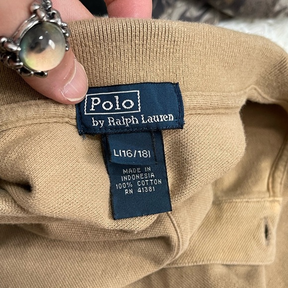 Fair Youth Size Large (16-18) Polo Ralph Lauren Logo Embroidered Polo Shirt Sand - Picture 9 of 12